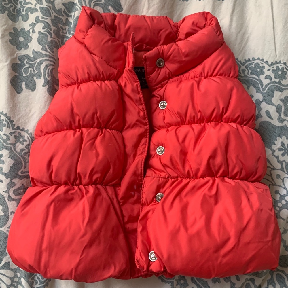 Baby Gap Orange/salmon puffer vest 6-12 months